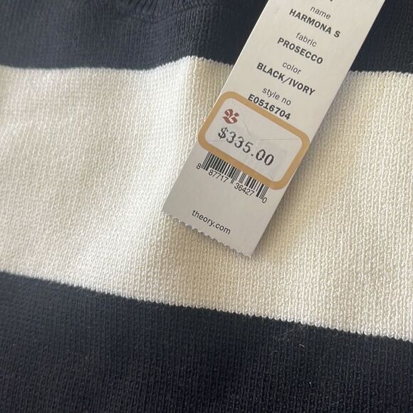 Women's Theory 'Prosecco' Crop Sweater Black/Ivory - Picture 6 of 6